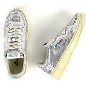 Autry Women's Silver Snake Medalist Sneakers